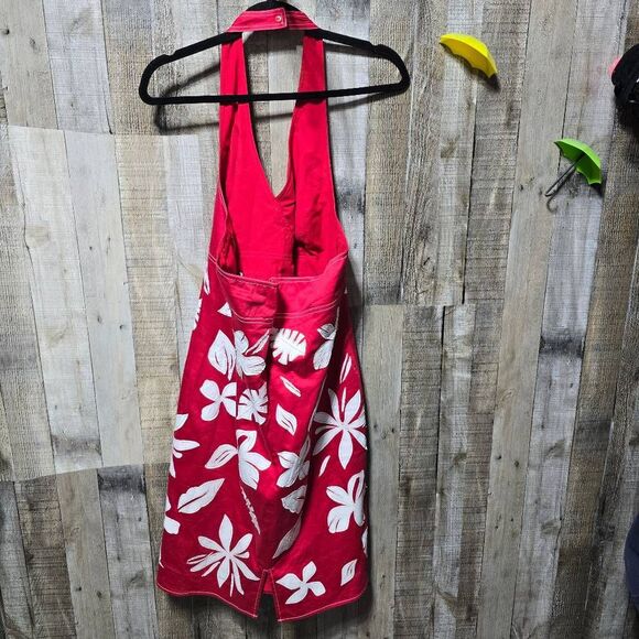 Muse Vintage Y2K Red Hawaiian Halter Midi Dress - Picture 4 of 6
